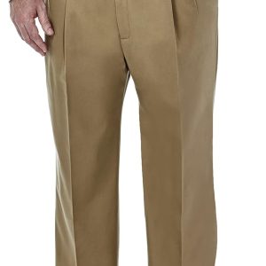 Men's Premium No Iron Khaki Classic Fit Pleat Front Regular and Big & Tall Sizes