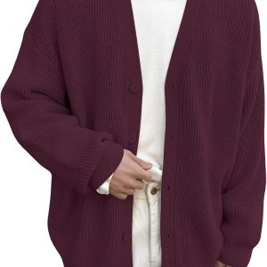 Men's Casual Long Sleeve Button Front V Neck Rib Knit Cardigan Sweaters