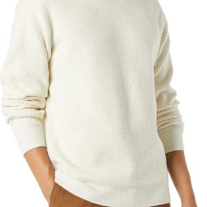 Men's Long-Sleeve Soft Touch Waffle Stitch Crewneck Sweater