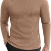 Men's Long Sleeve Shirts Honeycomb Waffle Pullover Sweater Crewneck Thermal Tops Lightweight Undershirts