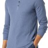 Men's Long Sleeve Waffle Henley Shirt, Slim-Fit