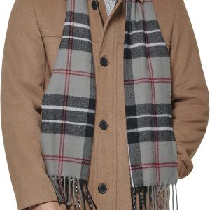 Men's  Wool Blend Coat With Scarf (Regular and Big & Tall)