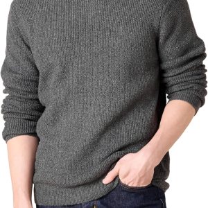 Men's Long-Sleeve Soft Touch Waffle Stitch Crewneck Sweater